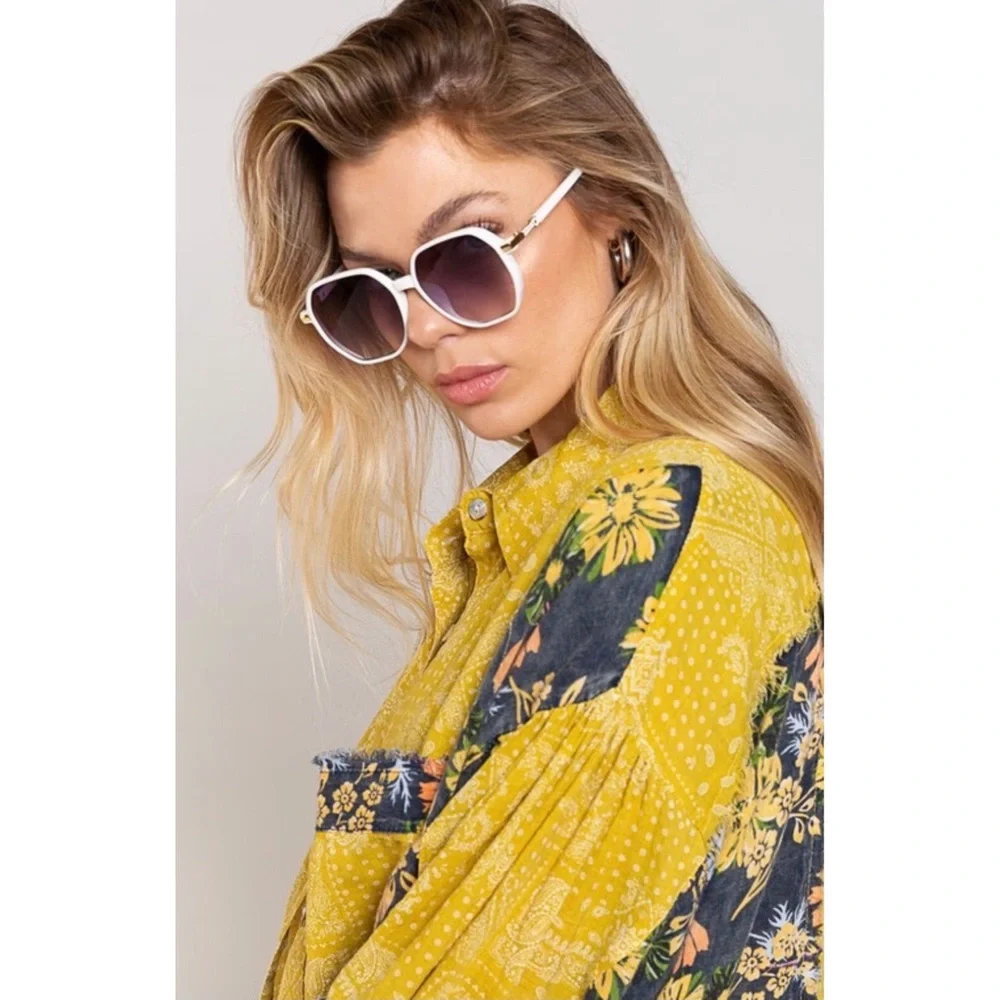 POL White Trendy Oversized Fashion Sunnies